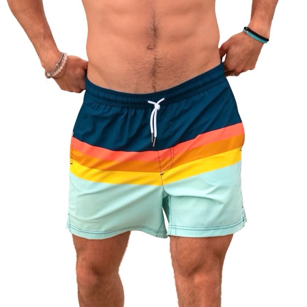 Maamgic ZestZebra Rainbow Striped Swim Trunks Men’s XL